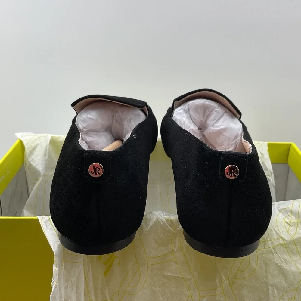 Jack Rogers Camden Loafer Black Suede Whipstitch Flats Shoes 9M New